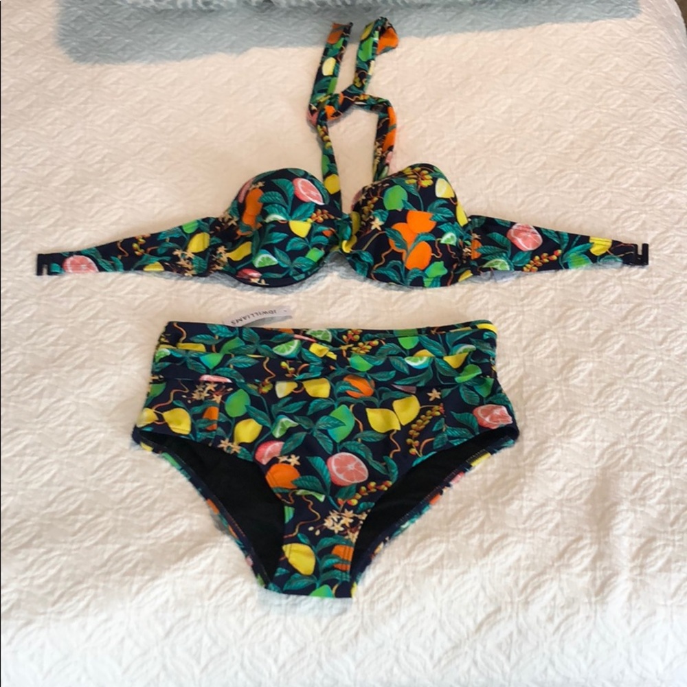NWT Tropical Fruit High Waisted Bikini 36DD